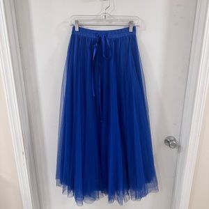 Royal blue tulle shirt ankle length